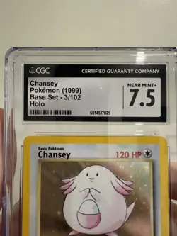 1999 Pokemon Base Set Chansey Holo #3/102 CGC 7.5 NM+ WOTC Vintage Card - Image 4