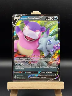 Pokemon TCG Galarian Slowbro V 099/189 Darkness Ablaze Ultra Rare Holo Card NM - Image 1