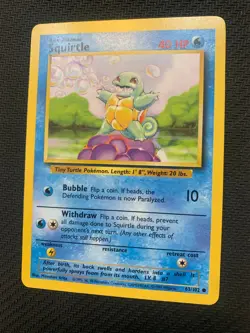 Squirtle 63/102 Pokemon Card - Common Unlimited Base Set - 1999 - MP - Image 2