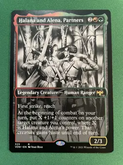 Halana and Alena, Partners (Showcase) #325 (NM) Crimson Vow VOW Magic MTG B&W - Image 1