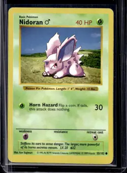 1999 Pokemon Unlimited Nidoran Shadowless Common #55/102 - Image 1