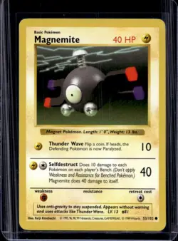 1999 Pokemon Shadowless Magnemite #53/102 - Image 1