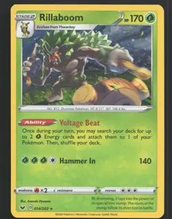 Rillaboom (014) 014/202 Holo Rare Pokemon SWSH01: Sword & Shield Base Set NM - Image 1