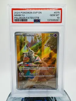PSA 10 GEM MINT Mimikyu SVP 075 Pokemon Paldean Fates ETB Promo - Image 1
