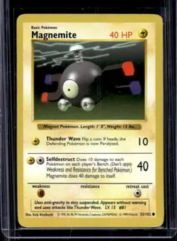 1999 Pokemon Shadowless Magnemite #53/102 - Image 1