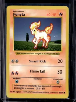 1999 Pokemon Shadowless Ponyta #60/102 - Image 1