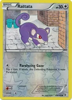 Pokemon - Rattata - 104/149 - Common - Reverse Holo - BW - Boundaries Crossed - - Image 1