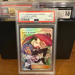 2019 POKEMON SUN & MOON HIDDEN FATES #68 FULL ART/JESSIE & JAMES PSA 9 - Image 1