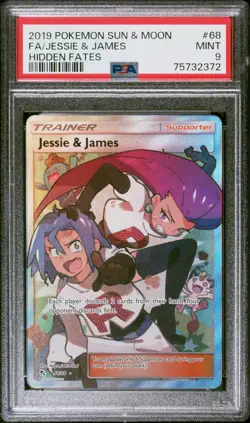 2019 POKEMON SUN & MOON HIDDEN FATES #68 FULL ART/JESSIE & JAMES PSA 9 - Image 2