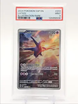 LATIOS 2024 POKEMON SURGING SPARKS ILLUSTRATION RARE 203/191 PSA 9 Q0004 - Image 1