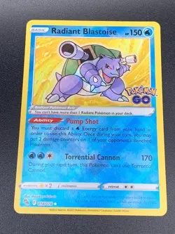 Radiant Blastoise 018/078 Radiant Rare Pokemon Go NM 2022 - Image 1