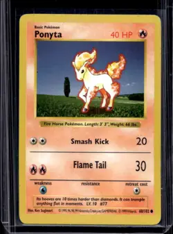 1999 Pokemon Shadowless Ponyta #60/102 - Image 1