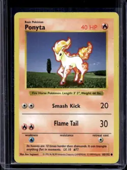 1999 Pokemon Shadowless Ponyta #60/102 - Image 1