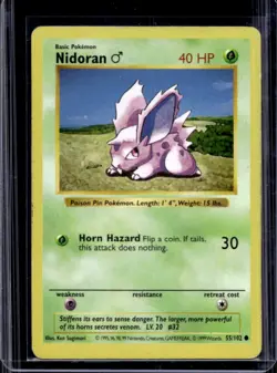 1999 Pokemon Unlimited Nidoran Shadowless Common #55/102 - Image 1
