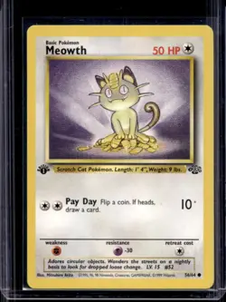 1999 Pokemon Jungle 1st Edition Meowth #56/64 - Image 1