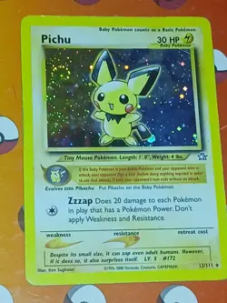 Pokemon Pichu TCG Neo Genesis Holo Rare Card 12/111 Swirl LP - Image 1