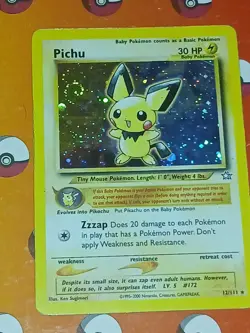 Pokemon Pichu TCG Neo Genesis Holo Rare Card 12/111 Swirl LP - Image 2