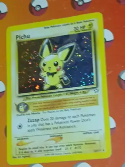 Pokemon Pichu TCG Neo Genesis Holo Rare Card 12/111 Swirl LP - Image 3