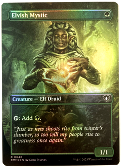 MTG Elvish Mystic *BORDERLESS FOIL* Commander Masters 0648 Pack Fresh - Image 1