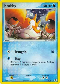 Krabby [Reverse Holo] #66 Fire Red & Leaf Green Pokemon TCG 2004 - Image 1