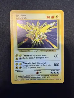 Pokemon TCG Zapdos Base Set 16/102 Holo Unlimited Holo Rare NM/LP - Image 1
