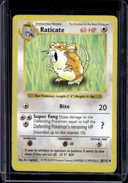 1999 Pokemon Shadowless Raticate #40/102 - Image 1