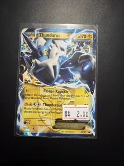 Pokemon TCG Thundurus EX BW81 Black & White Team Plasma Promo Holo -DMG - Image 1