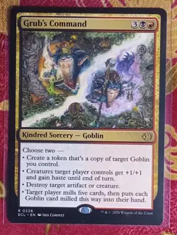 Grub's Command Lorwyn Eclipsed Magic The Gathering MTG RARE CARD Goblin Sorcery - Image 1