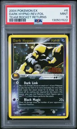 2004 POKEMON EX TEAM ROCKET RETURNS #6 DARK HYPNO-REVERSE FOIL PSA 9 - Image 1