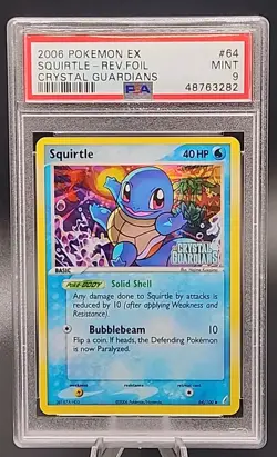 PSA 9 Mint 2006 Pokemon Squirtle Reverse Holo Foil 64/100 EX Crystal Guardians - Image 1