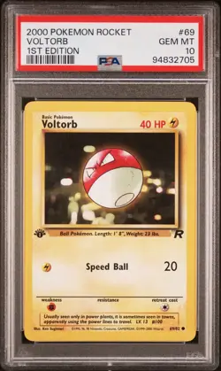 Voltorb - 2000 Team Rocket 🔥 1st Edition PSA 10 🔥 GEM Vintage Pokemon A98 - Image 2