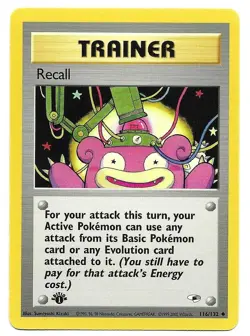 Pokemon 1st Editin Recall Trainer 116/132 Gym Heroes LP Vintage - Image 1