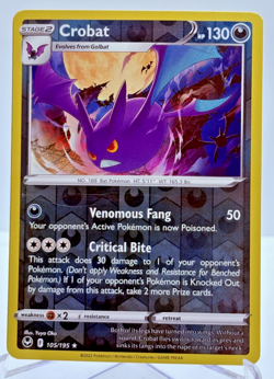 Crobat 105/195 - Silver Tempest - Reverse Holo Rare - Pokemon TCG - Near Mint - Image 1