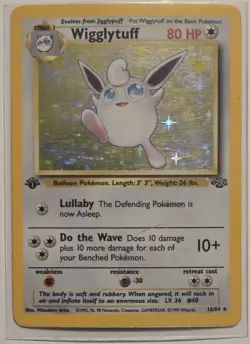 Wigglytuff 16/64☆ 1st Edition Jungle Holo MP w/ Protective Case Pokemon Wizards - Image 1