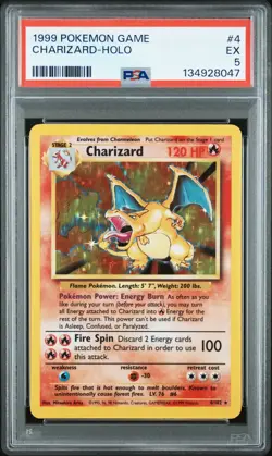 1999 CHARIZARD HOLO PSA 5 POKEMON BASE SET UNLIMITED 04/102 - Image 1