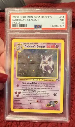 2000 POKEMON GYM HEROS SABRINA’S GENGAR HOLO VG PSA 3 #14 - Image 1