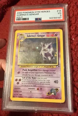 2000 POKEMON GYM HEROS SABRINA’S GENGAR HOLO VG PSA 3 #14 - Image 3