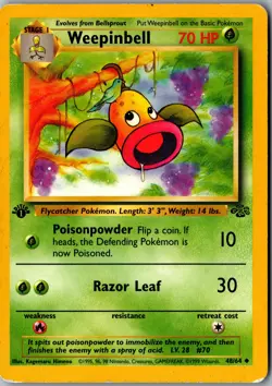 Weepinbell 48/64 1st Edition Uncommon Jungle MP Pokemon Card - Image 1