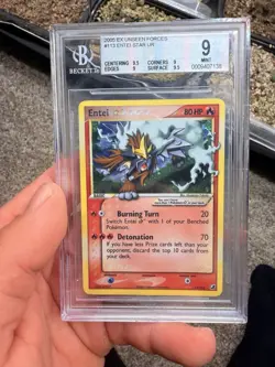 Pokemon TCG Unseen Forces Entei Gold Star BGS 9 Strong Subgrades - Image 1