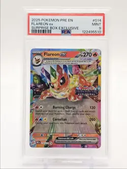 FLAREON EX 2025 POKEMON PRISMATIC SURPRISE BOX EXCLUSIVE 014/131 PSA 9 Q0004 - Image 1