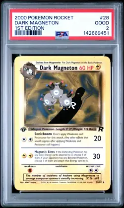 2000 POKEMON ROCKET 1ST ED #28 DARK MAGNETON PSA 2 - Image 1