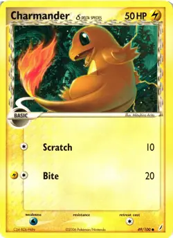 Pokemon TCG Charmander (Delta Species) 49/100 Regular Crystal Guardians LP/MP - Image 1