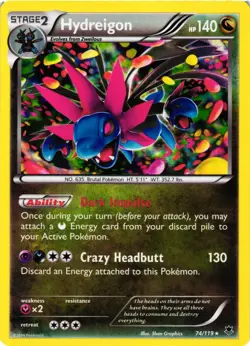 Pokemon TCG Hydreigon 74/119 Holo Rare XY: Phantom Forces VLP - Image 1