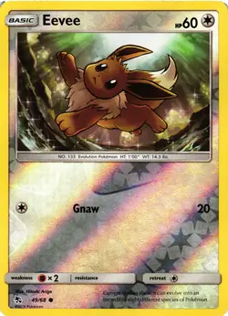 Pokemon TCG Eevee Reverse Holo Common Hidden Fates 49/68 NM - Image 1
