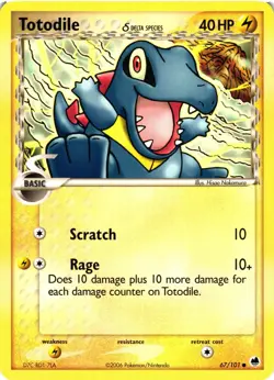 Pokemon TCG Totodile (Delta Species) 67/101 Dragon Frontiers Regular LP - Image 1