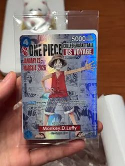 One Piece Monkey D. Luffy US Voyage College Basketball Card Rutgers with poster - Image 2
