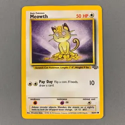 Meowth 56/64 Jungle Common Pokemon Card WOTC Vintage 1999 English Cat MP - Image 1