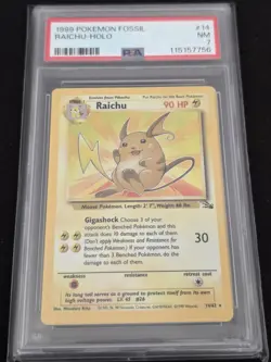Raichu: 1999 Pokemon Fossil Raichu Holo #14/62 PSA 7 NM WOTC Vintage TCG - Image 3