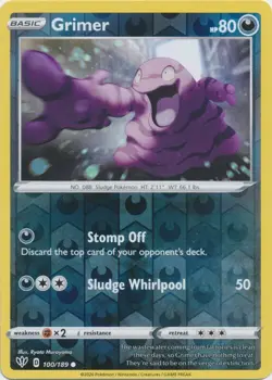 Reverse Holo Grimer 100/189 Common Darkness Ablaze Pokemon TCG - Image 1