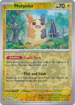 Reverse Holo Morpeko 072/167 Uncommon Twilight Masquerade Pokemon TCG - Image 1